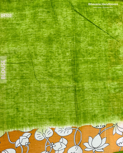 Pure 120 Count Cotton Kota Saree with Digital Print | Light Orange Printed Saree