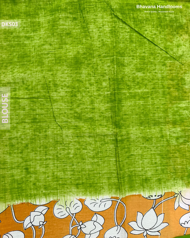 Pure 120 Count Cotton Kota Saree with Digital Print | Light Orange Printed Saree