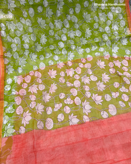 Pure 120 Count Cotton Kota Saree with Digital Print | Pista Green Printed Saree
