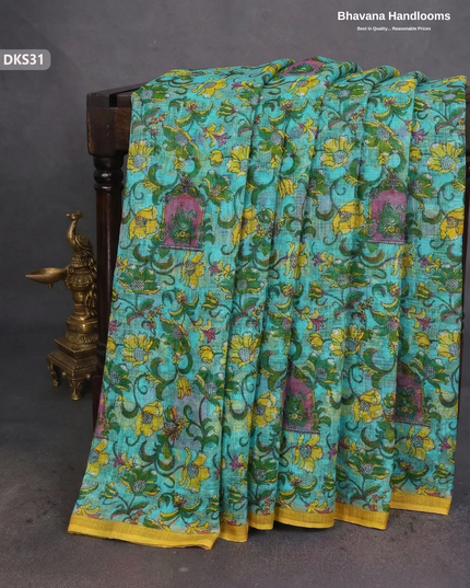 Pure 120 Count Cotton Kota Saree with Digital Print | Sea Green Printed Saree