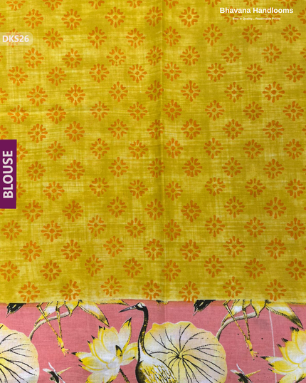 Pure 120 Count Cotton Kota Saree with Digital Print | Light Peach Printed Saree