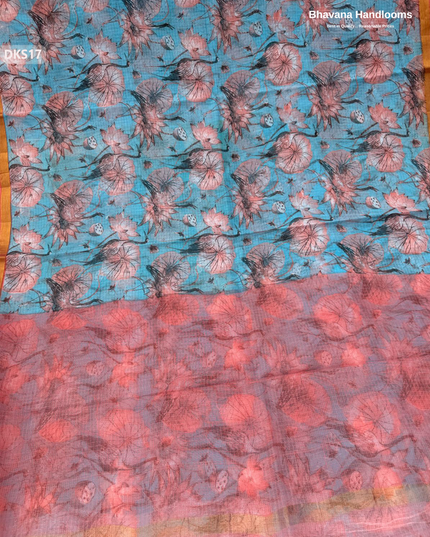 Pure 120 Count Cotton Kota Saree with Digital Print | Sky Blue Printed Saree