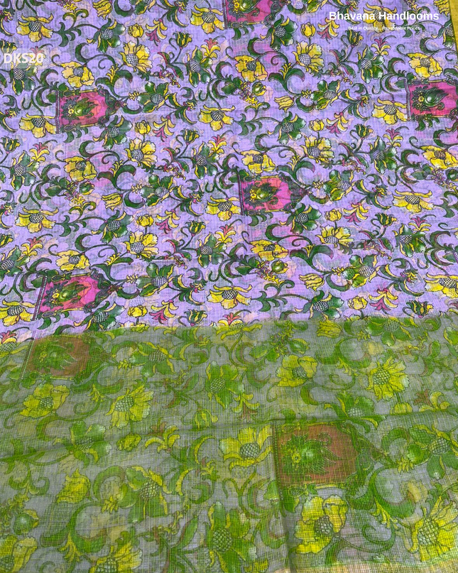 Pure 120 Count Cotton Kota Saree with Digital Print | Light Lavender Printed Saree