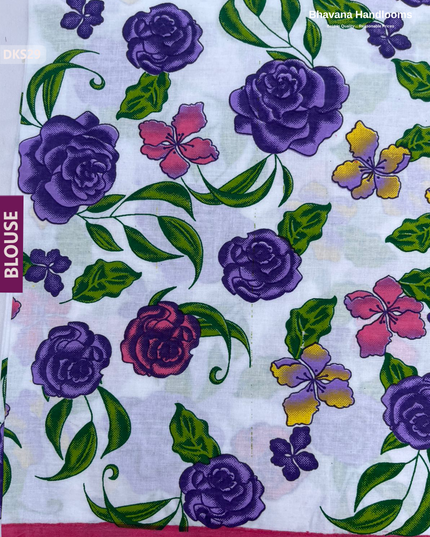 Pure 120 Count Cotton Kota Saree with Digital Print | Pink Printed Saree