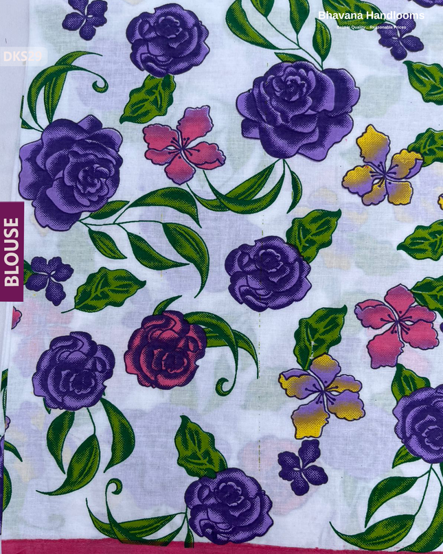 Pure 120 Count Cotton Kota Saree with Digital Print | Pink Printed Saree