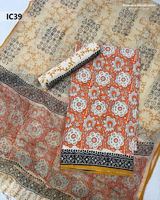 Premium Jaipur Cotton Dress Material with Soft Kota Dupatta with Orang Bhavana Handlooms Premium Jaipur Cotton Dress Material with Soft Kota Dupatta with Orang Bhavana Handlooms