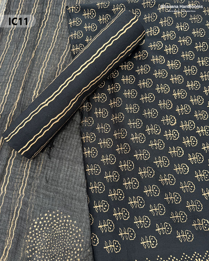 Premium Jaipur Cotton Dress Material with Soft Kota Dupatta with Black Colour Top