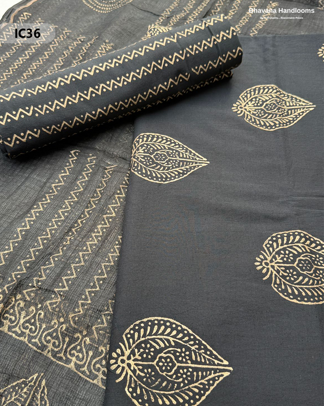 Premium Jaipur Cotton Dress Material with Soft Kota Dupatta Black Colour
