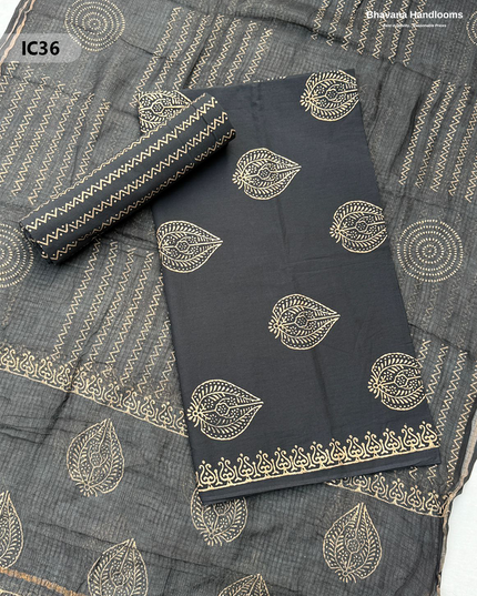 Premium Jaipur Cotton Dress Material with Soft Kota Dupatta Black Colour
