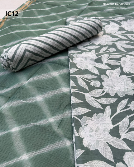 Premium Jaipur Cotton Dress Material with Soft Kota Dupatta with Greenish Cyan Colour Top