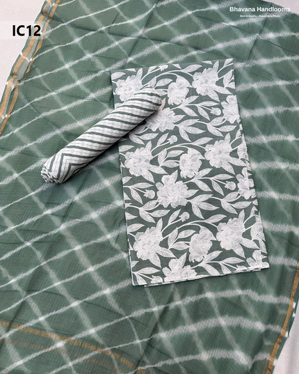 Premium Jaipur Cotton Dress Material with Soft Kota Dupatta with Greenish Cyan Colour Top