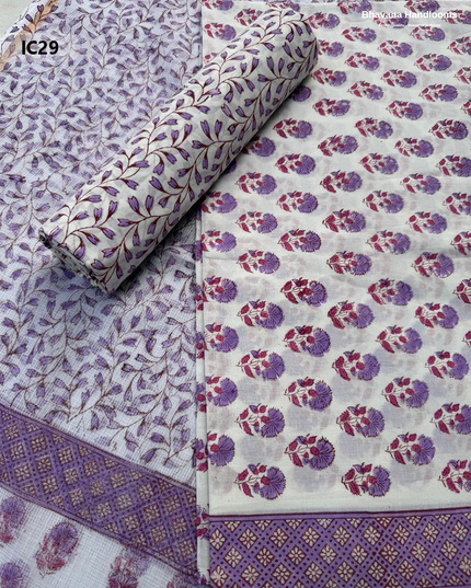 Premium Jaipur Cotton Dress Material with Soft Kota Dupatta with Lavender Colour Top