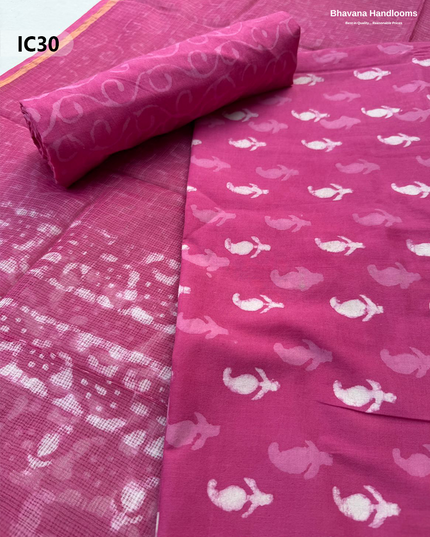 Premium Jaipur Cotton Dress Material with Soft Kota Dupatta with Pink Colour Top