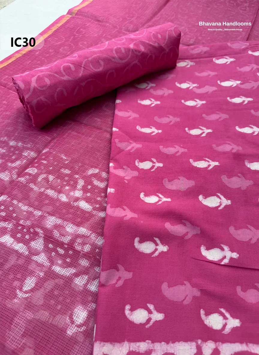Premium Jaipur Cotton Dress Material with Soft Kota Dupatta with Pink Colour Top