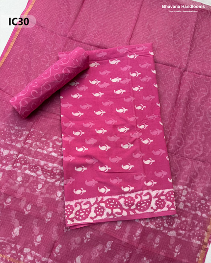 Premium Jaipur Cotton Dress Material with Soft Kota Dupatta with Pink Colour Top