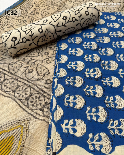 Premium Jaipur Cotton Dress Material with Soft Kota Dupatta with Blue Colour Top