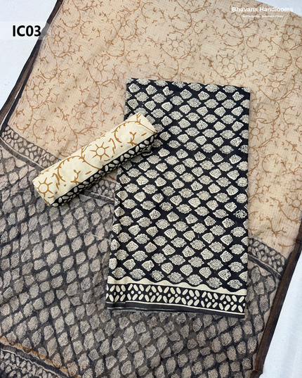 Premium Jaipur Cotton Dress Material with Soft Kota Dupatta with Black Colour Top