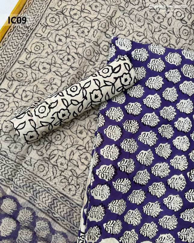 Premium Jaipur Cotton Dress Material with Soft Kota Dupatta with Violet Colour Top