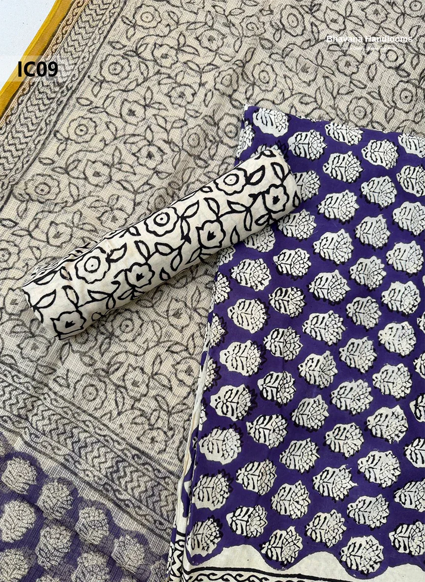 Premium Jaipur Cotton Dress Material with Soft Kota Dupatta with Violet Colour Top