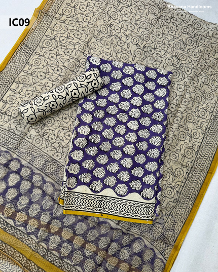 Premium Jaipur Cotton Dress Material with Soft Kota Dupatta with Violet Colour Top