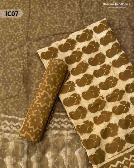 Premium Jaipur Cotton Dress Material with Soft Kota Dupatta with Brown Colour Top