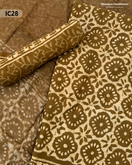 Premium Jaipur Cotton Dress Material with Soft Kota Dupatta with Brown Colour Top