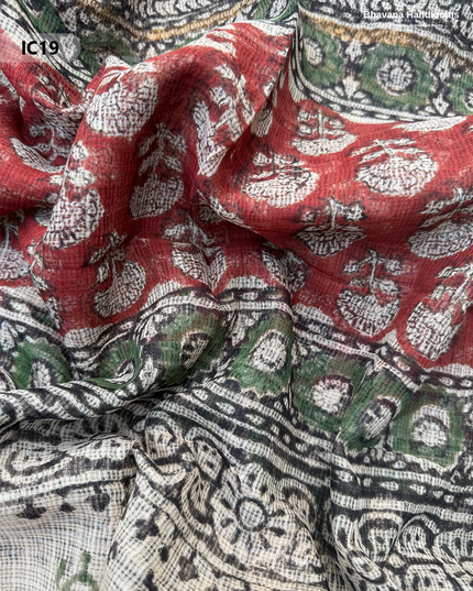 Premium Jaipur Cotton Dress Material with Soft Kota Dupatta with Red Colour Top