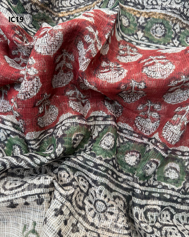 Premium Jaipur Cotton Dress Material with Soft Kota Dupatta with Red Colour Top