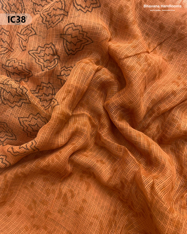 Premium Jaipur Cotton Dress Material with Soft Kota Dupatta with Orange Colour Top