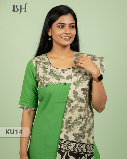 Green Stitched 3 Piece Kurti Set with Full Length Lining – Traditional Wear for Women