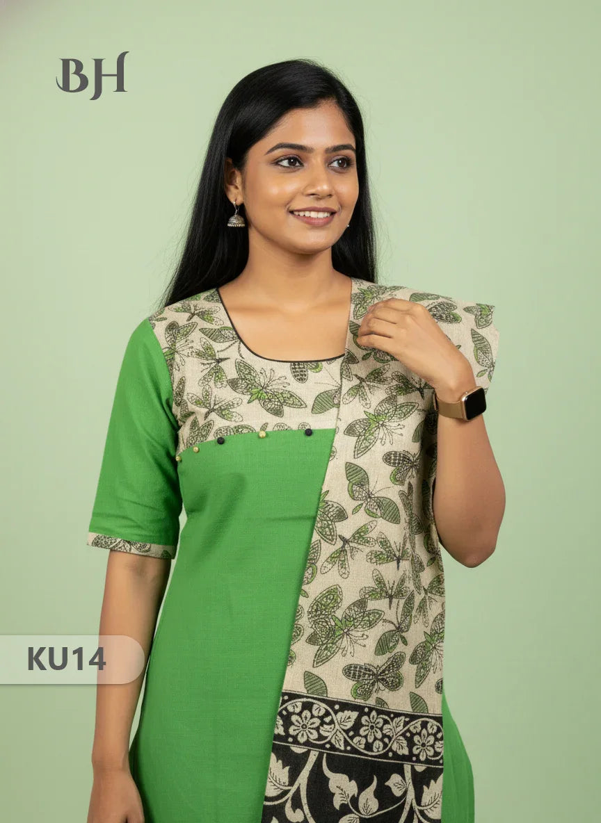 Green Stitched 3 Piece Kurti Set with Full Length Lining – Traditional Wear for Women