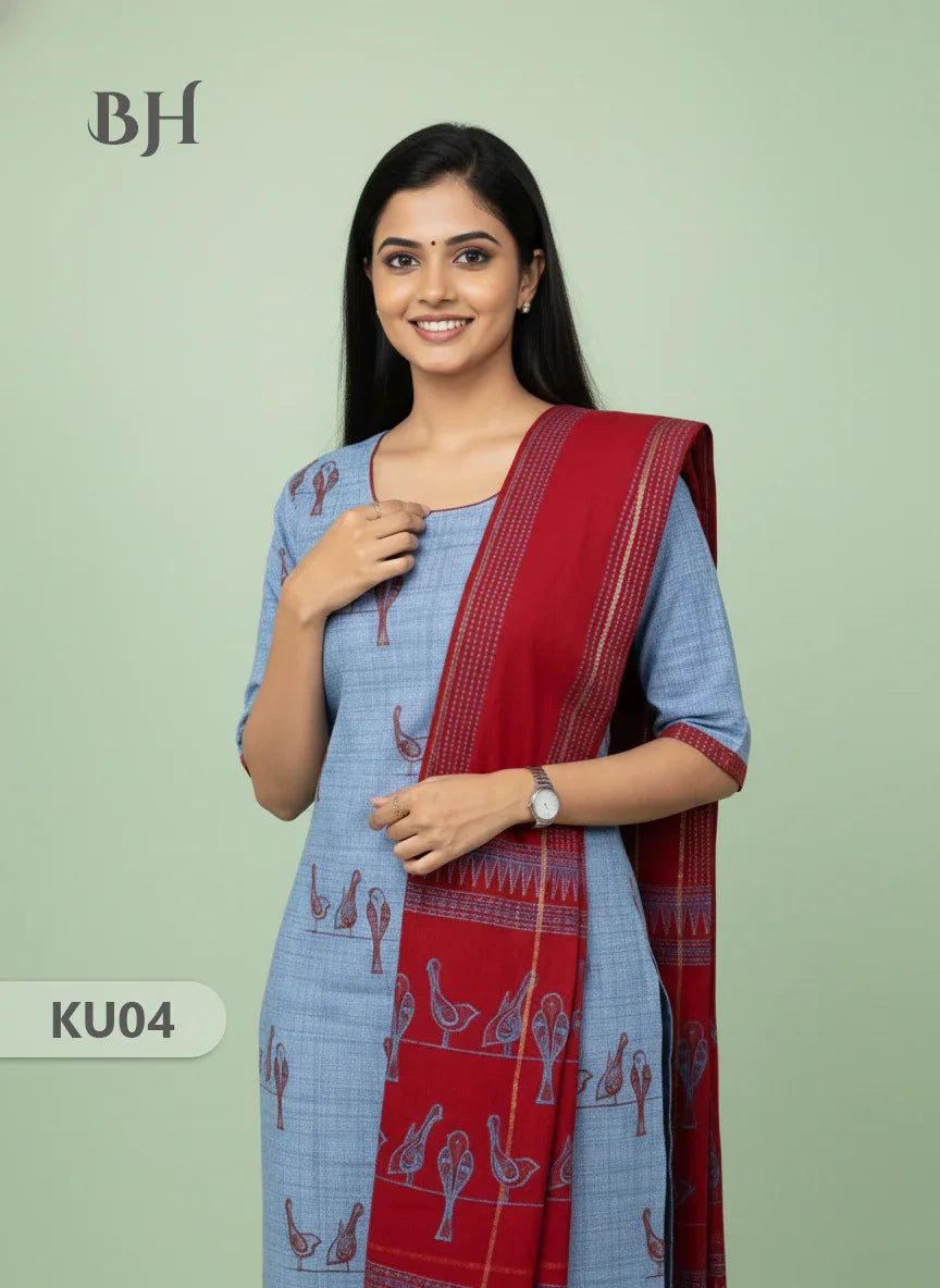 Cotton Readymade Straightcut Kurti Set Parrot Design