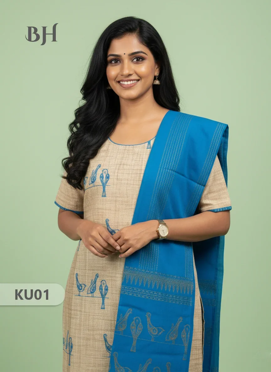 Cotton Readymade Straightcut Kurti Set Parrot Design