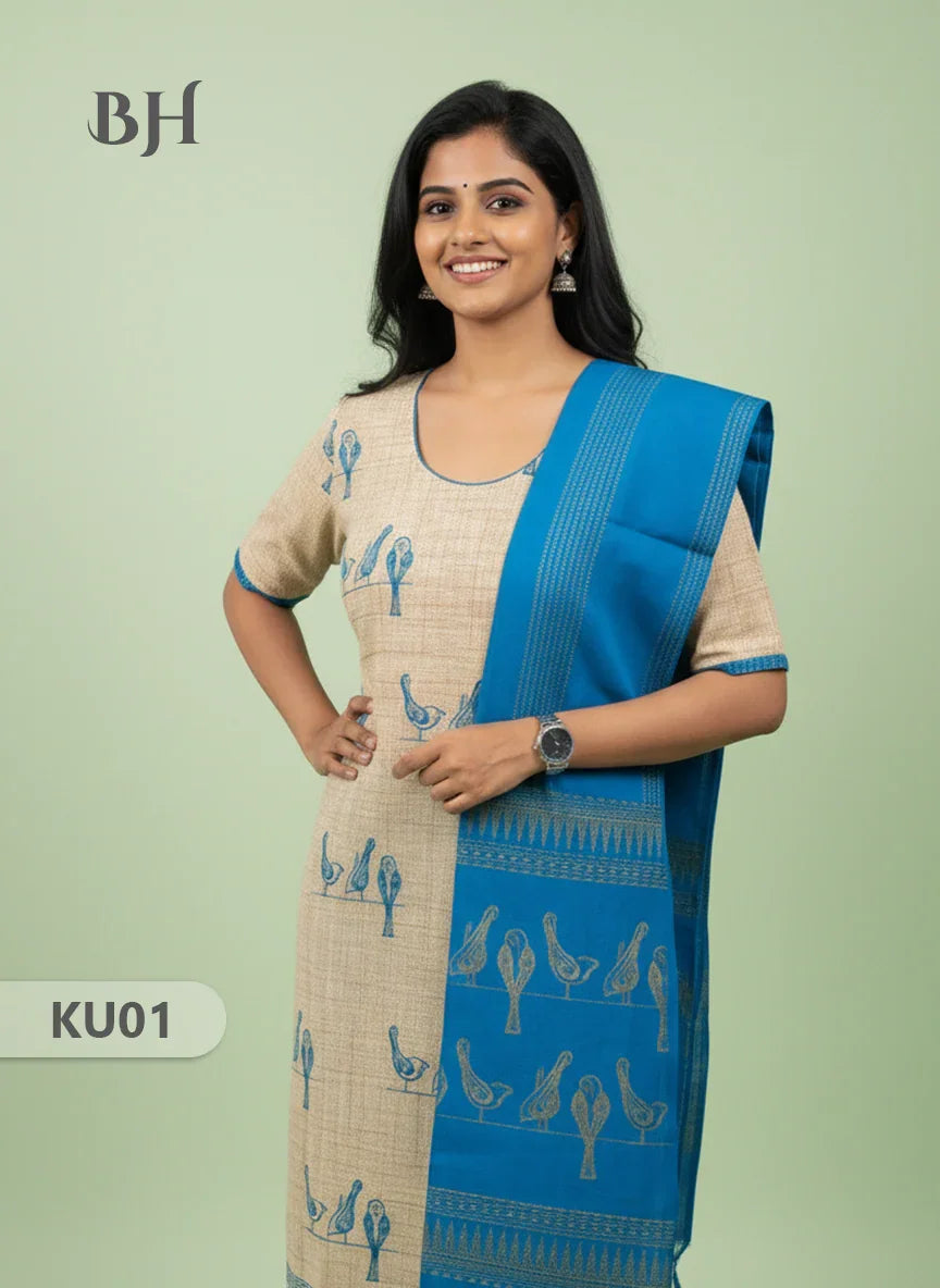 Cotton Readymade Straightcut Kurti Set Parrot Design