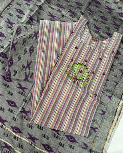Premium Multicolor Cotton 3PC Kurti Set with Embroidered Design | Ready to Wear
