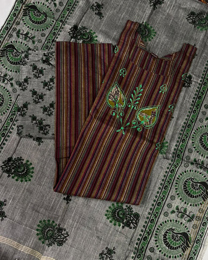 Premium Multicolor Cotton 3PC Kurti Set with Embroidered Design | Ready to Wear