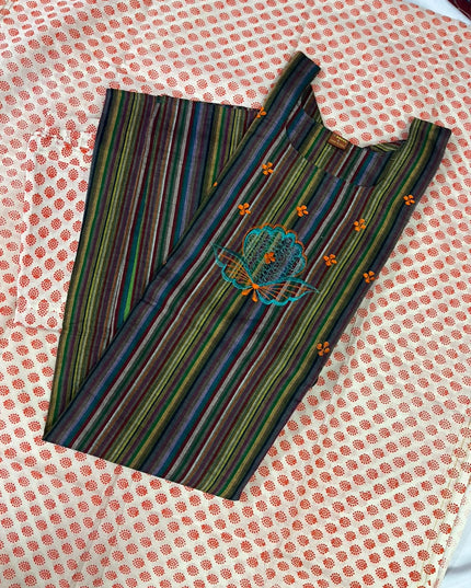 Premium Multicolor Cotton 3PC Kurti Set with Embroidered Design | Ready to Wear