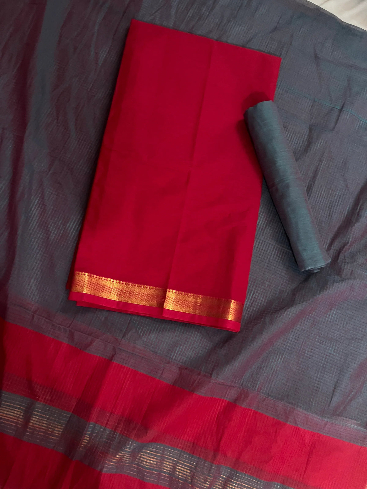 Mangalagiri Cotton Dress Material with Missing Checks Dupatta – Premium Unstitched Suit Set Deep Pink