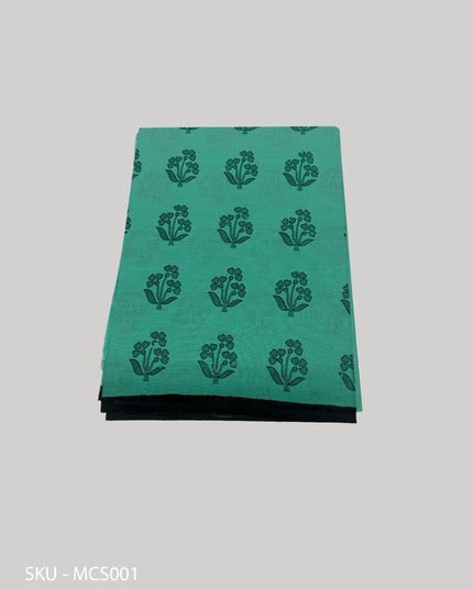 Premium Meena Cotton Printed Saree in Teal Green Colour | Elegant Traditional Ethnic Wear