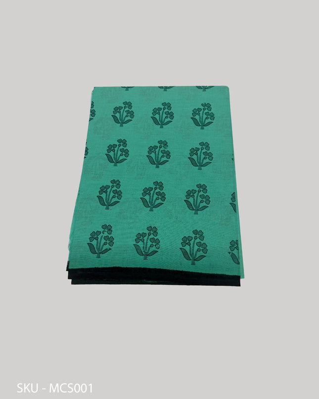 Premium Meena Cotton Printed Saree in Teal Green Colour | Elegant Traditional Ethnic Wear