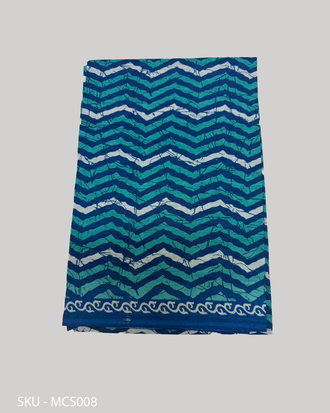 Premium Meena Cotton Printed Saree in Teal Blue Colour | Elegant Traditional Ethnic Wear