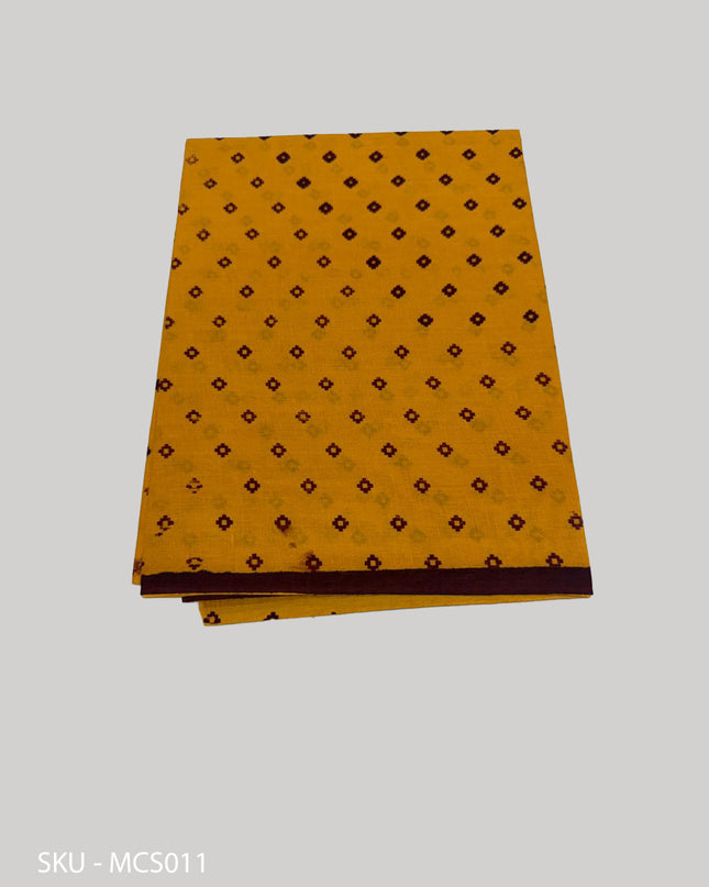 Premium Meena Cotton Printed Saree in Mustard Yellow Colour | Elegant Traditional Ethnic Wear
