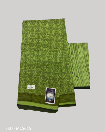 Premium Meena Cotton Printed Saree in Green Colour | Elegant Traditional Ethnic Wear