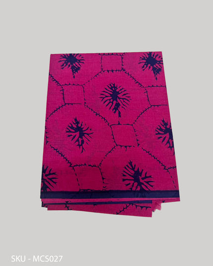Premium Meena Cotton Printed Saree in Deep Magenta Colour | Elegant Traditional Ethnic Wear