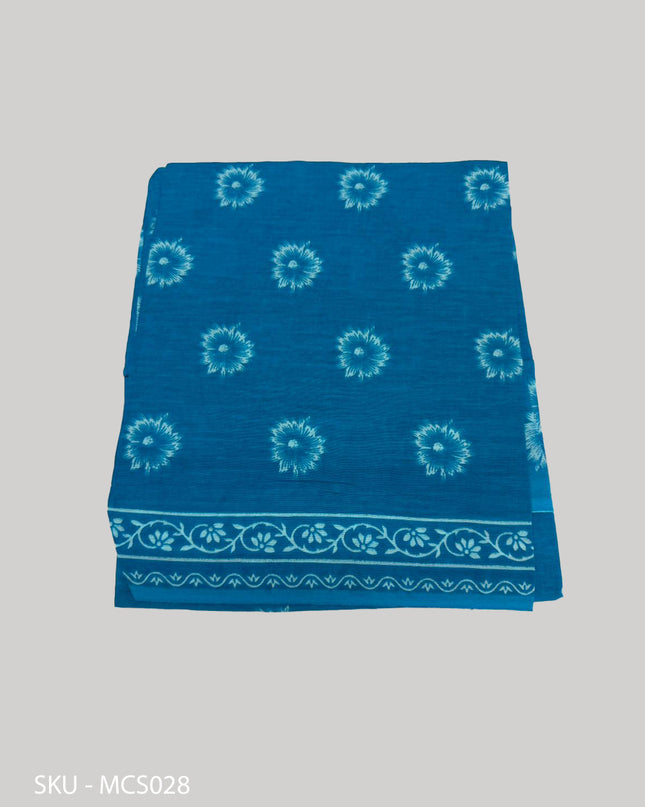 Premium Meena Cotton Printed Saree in Sky Blue Colour | Elegant Traditional Ethnic Wear