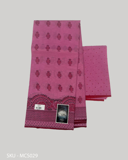 Premium Meena Cotton Printed Saree in Baby Pink Colour | Elegant Traditional Ethnic Wear