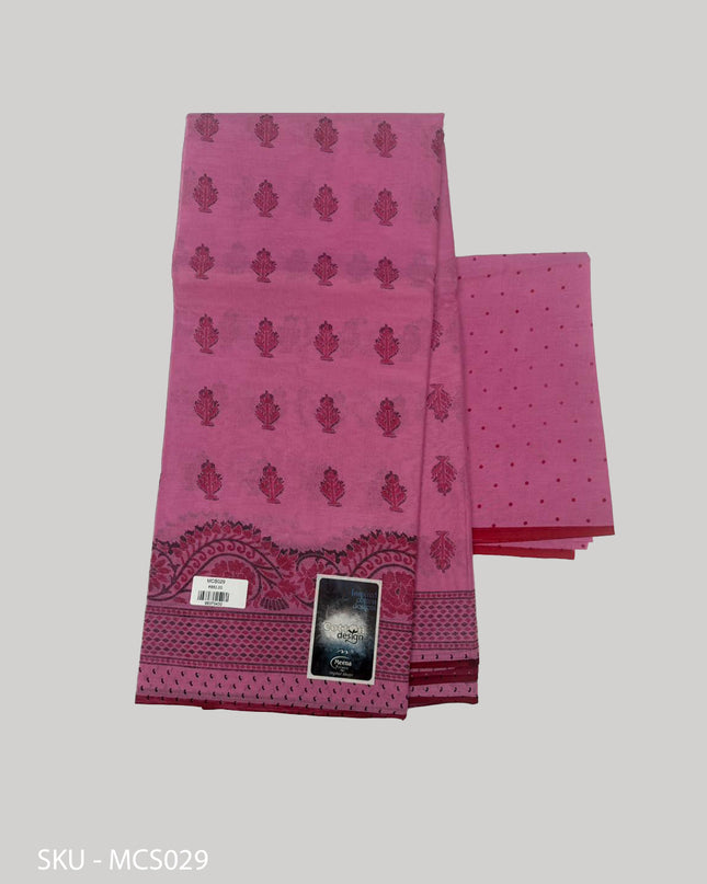 Premium Meena Cotton Printed Saree in Baby Pink Colour | Elegant Traditional Ethnic Wear