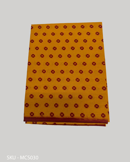 Premium Meena Cotton Printed Saree in Turmeric Gold Colour | Elegant Traditional Ethnic Wear