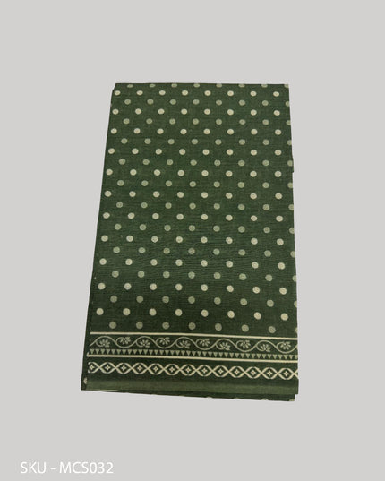 Premium Meena Cotton Printed Saree in Sage Green Colour | Elegant Traditional Ethnic Wear