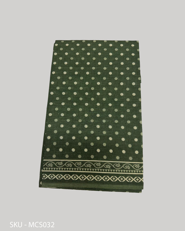 Premium Meena Cotton Printed Saree in Sage Green Colour | Elegant Traditional Ethnic Wear